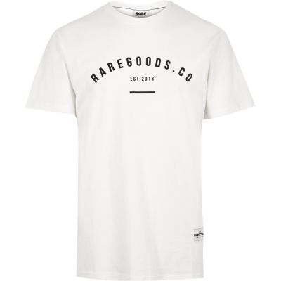 White RAREGOODS.CO brand print t-shirt